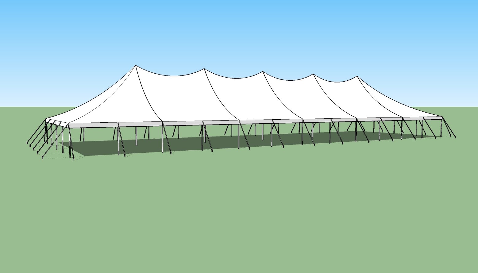 piketten tent Pole Tent 30' x 120' White