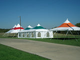 Ohenry 20' wide high peak pole tents used as Party tent